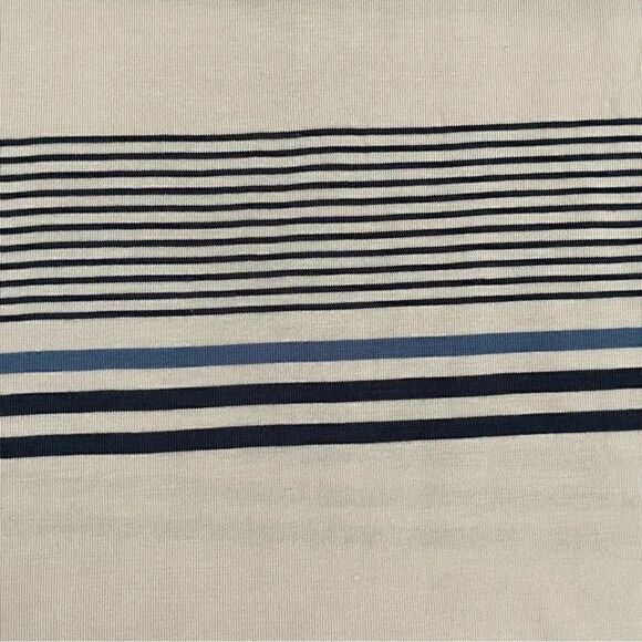 Chaser Stripes White Blue Short Sleeves Athleisure  Lightweight Blouse SZ M - Picture 2 of 11